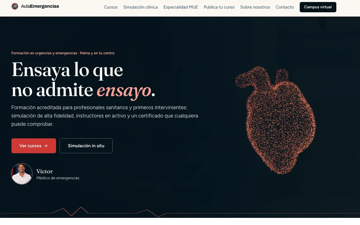 Página de inicio de la web de aulaEmergencias